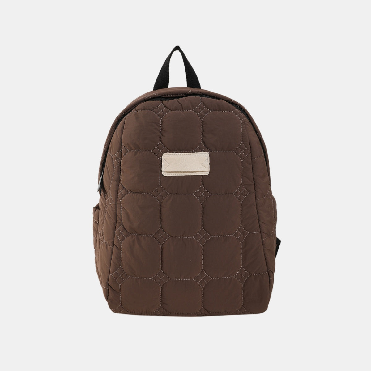 Quilted Polyester Backpack Bag Coffee Brown One Size