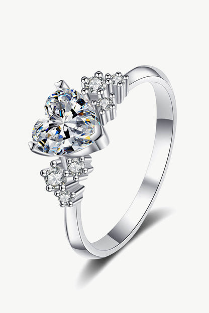 1 Carat Moissanite Heart Ring Silver