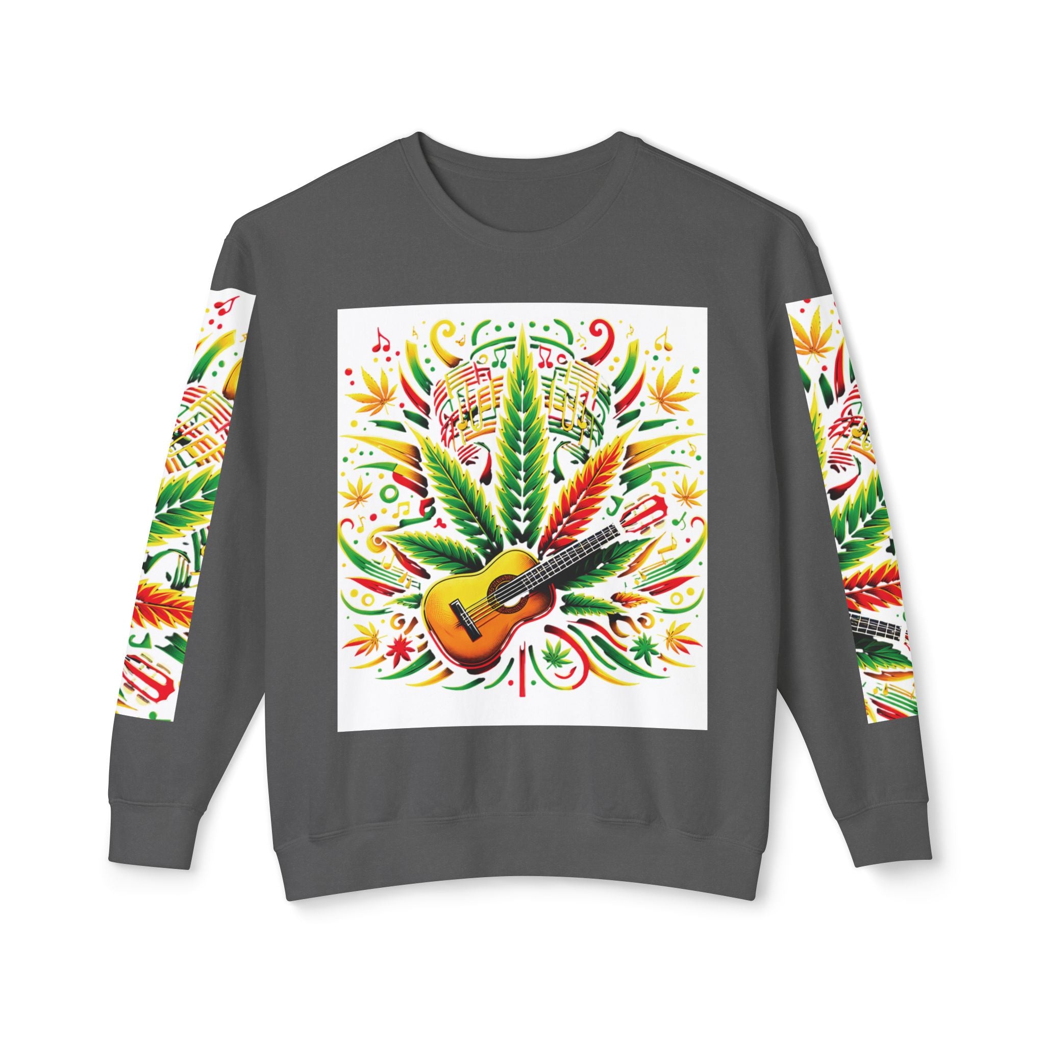 Music and Weed Vibes - Unisex Lightweight Crewneck Sweatshirt Pepper