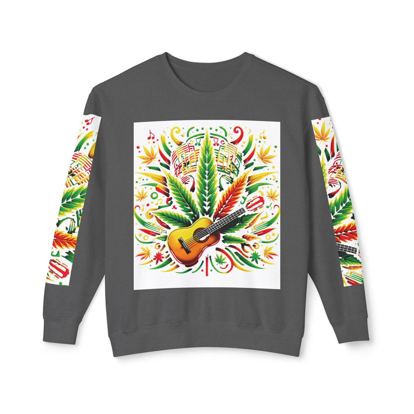 Music and Weed Vibes - Unisex Lightweight Crewneck Sweatshirt Pepper