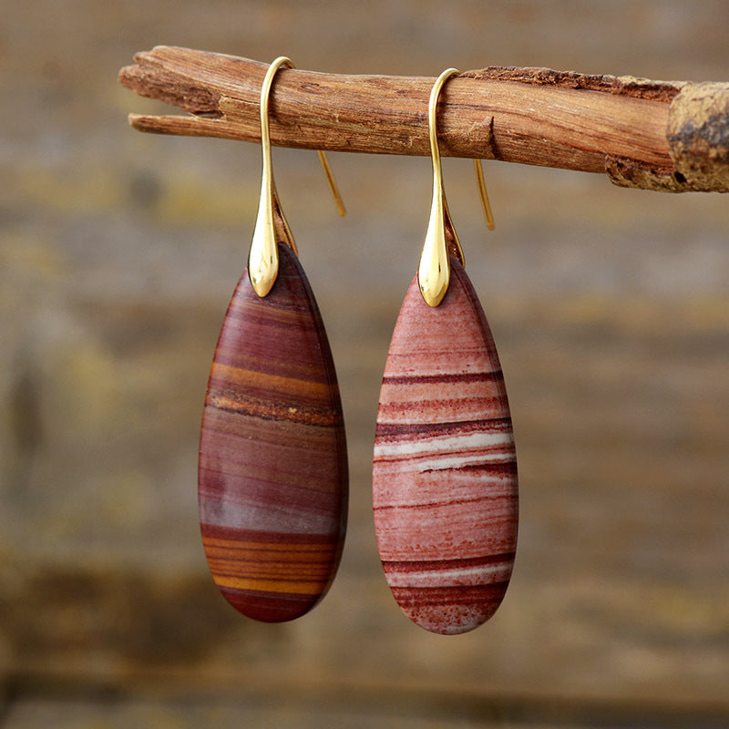 Natural Stone Waterdrop Shape Earrings - Thandynie