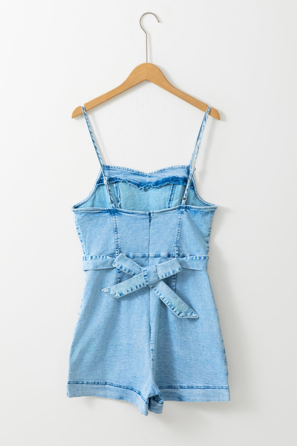 Tied Spaghetti Strap Denim Romper