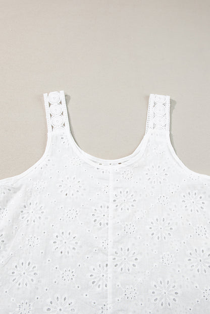 White Eyelet Embroidery Tank Top