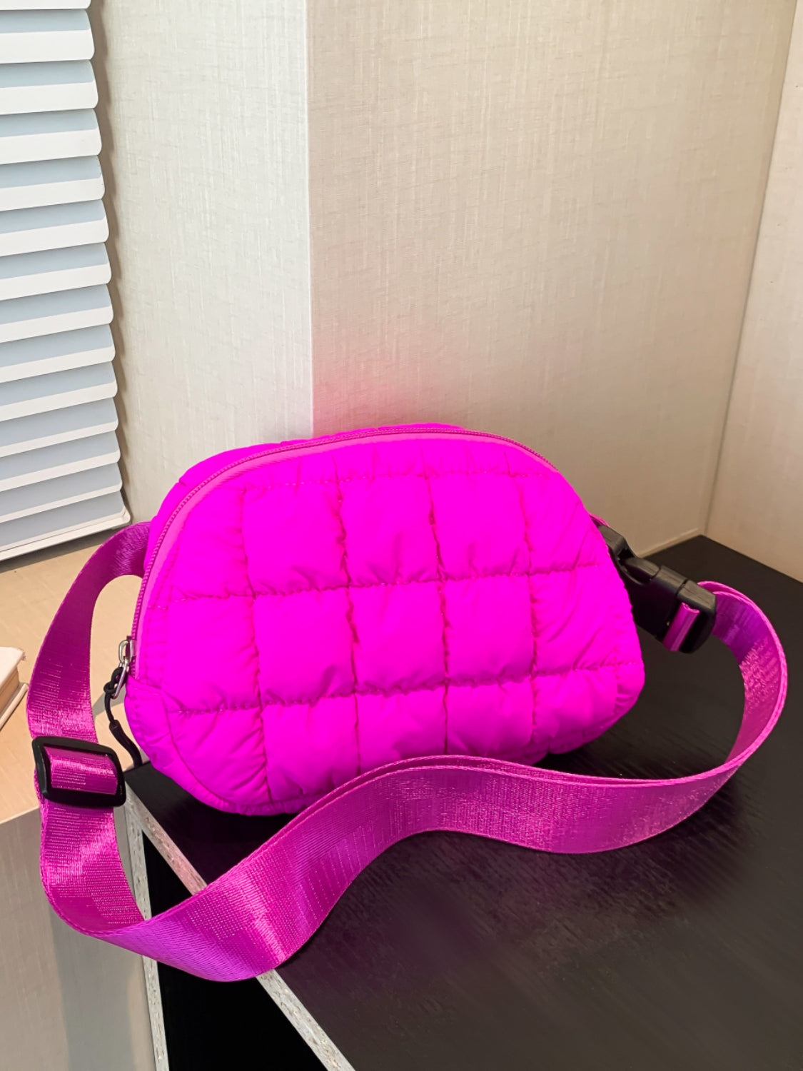 Bubble Texture Adjustable Strap Crossbody Bag Hot Pink One Size