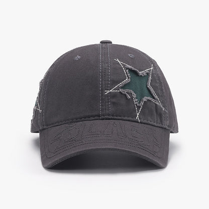 Adjustable Star Raw Hem Cap Dark Gray One Size