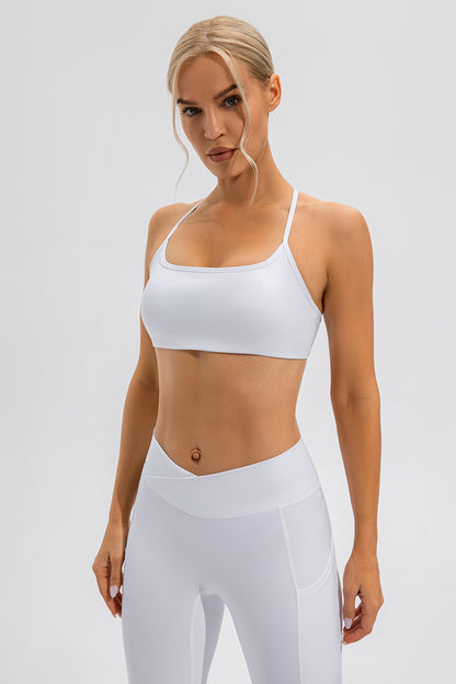 Crisscross Spaghetti Strap Active Cami White