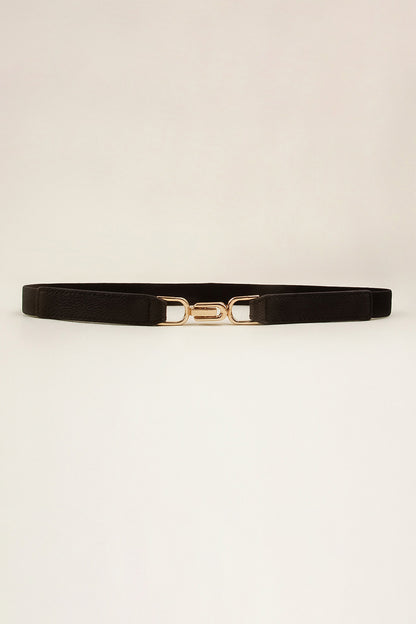 Alloy Buckle Elastic Belt Black One Size