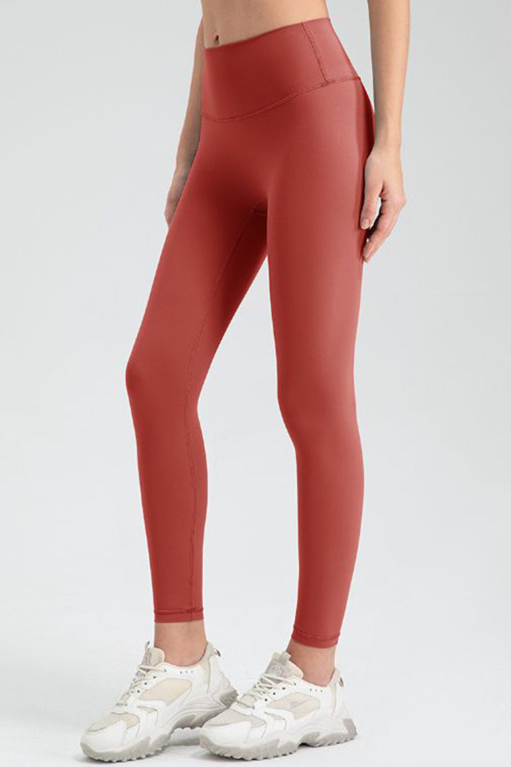 Wide Waistband Sport Leggings Red Orange