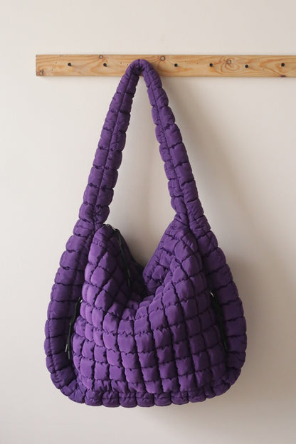 Zenana Quilted Carryall Crossbody Bag Purple One Size