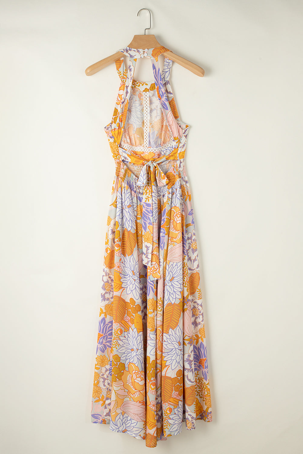 Tied Printed Grecian Sleeveless Maxi Dress - Thandynie