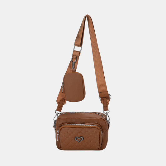 PU Leather Adjustable Strap Crossbody Bag - Thandynie