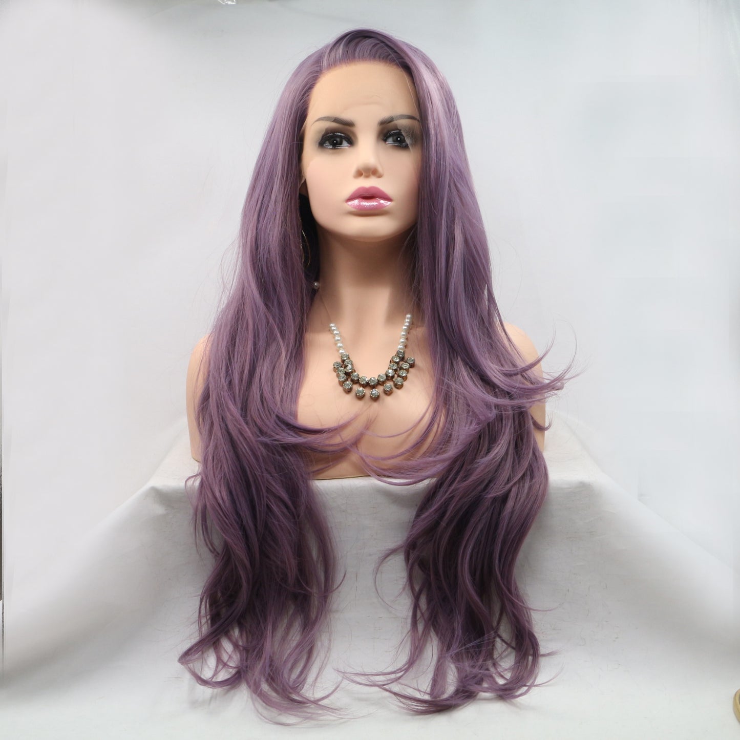 13*3" Lace Front Wigs Synthetic Long Wavy 24" 130% Density Purple One Size