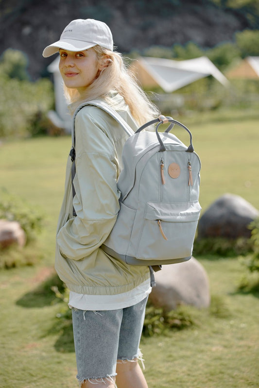 Himawari Waterproof Backpack Bag with Multilayer Pockets Light Gray One Size