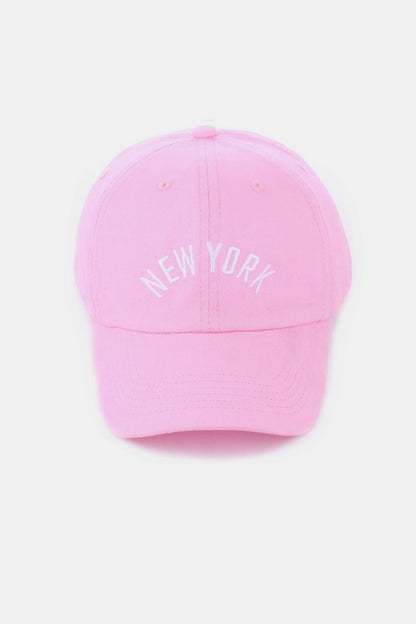 Zenana Embroidered City Baseball Cap New York Pink One Size