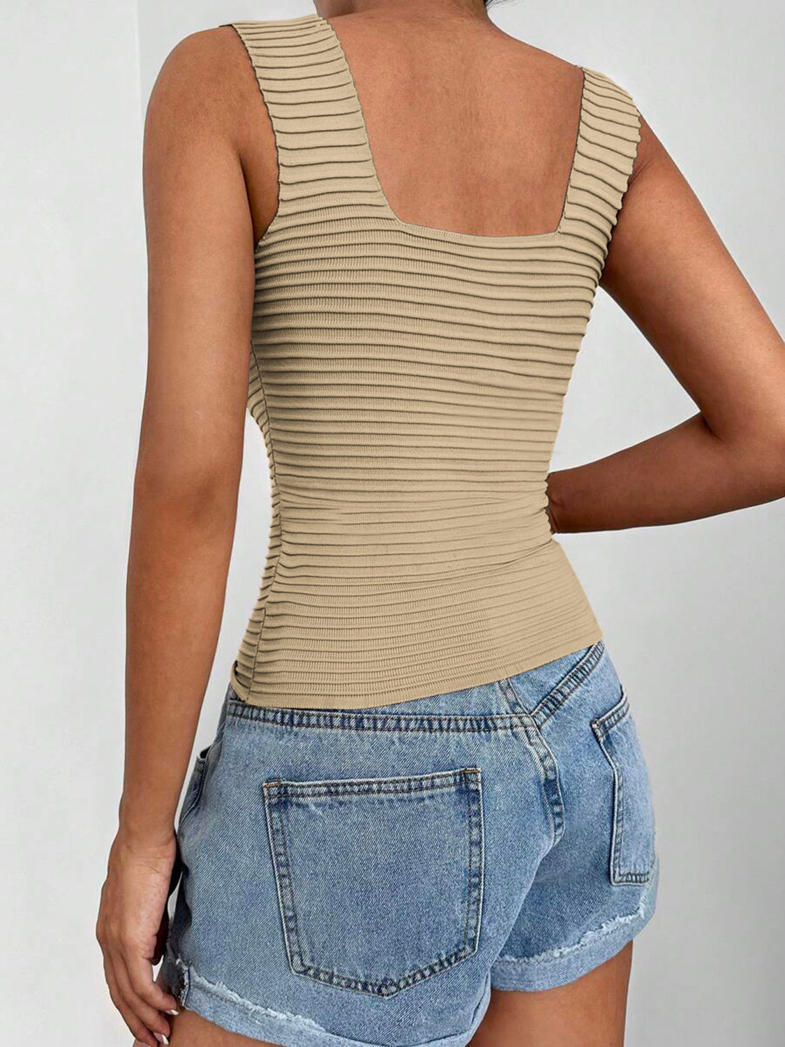 Square Neck Wide Strap Tank - Thandynie