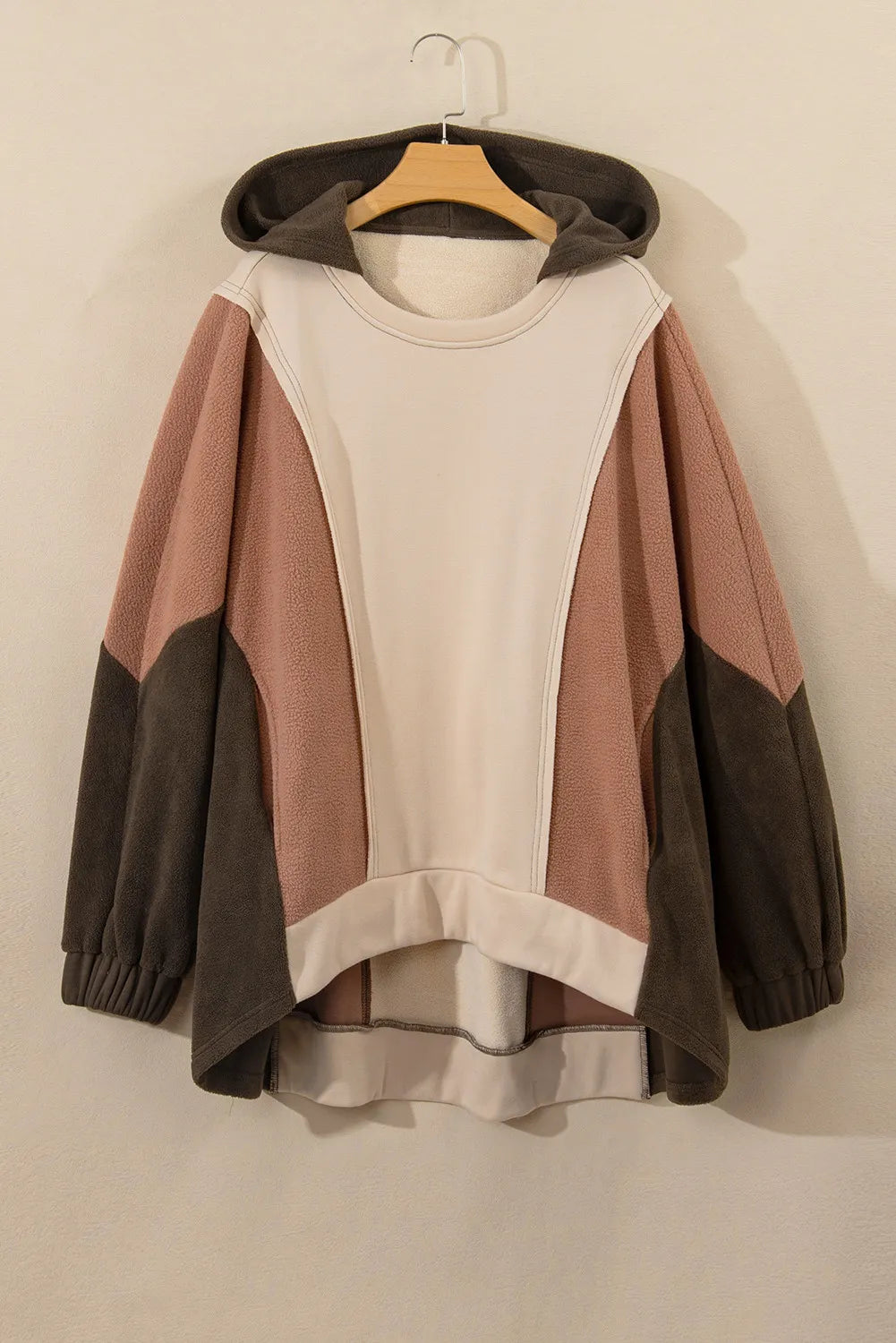 Plus Size Color Block Long Sleeve Hoodie