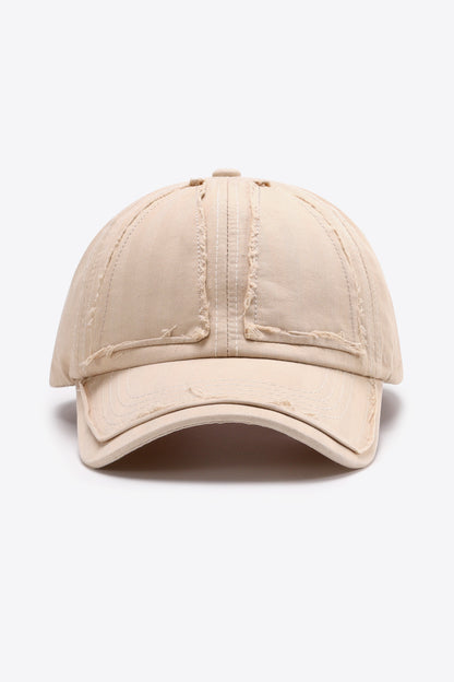 Distressed Adjustable Baseball Cap Cream One Size