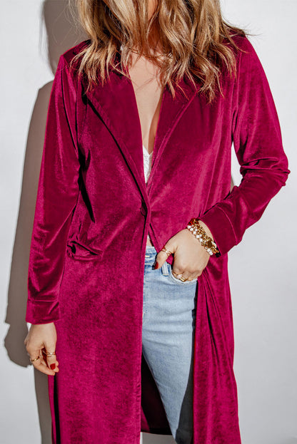 Retro Velvet Long Sleeve Pocket Coat