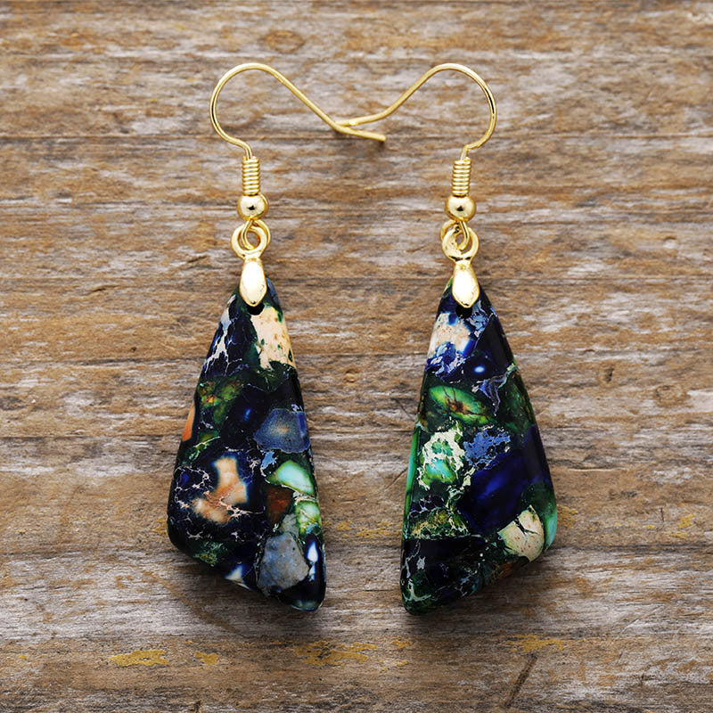 Emperor-Stone Geometric Earrings - Thandynie