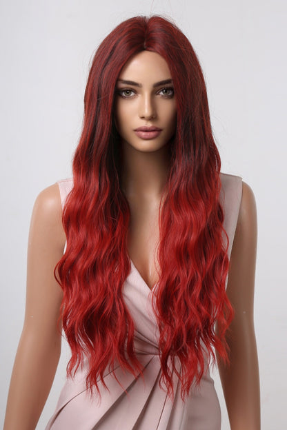 13*1" Full-Machine Wigs Synthetic Long Wave 27" Red Ombre One Size