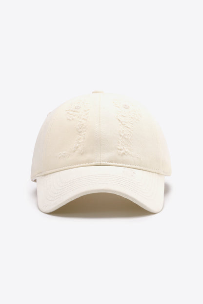 Distressed Adjustable Baseball Cap White One Size