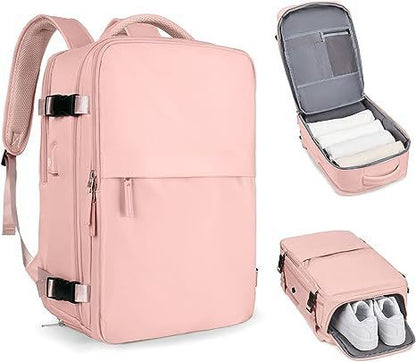 Large Capacity Lightweight Multifunctional Luggage Backpack Pink 33x22x47CM