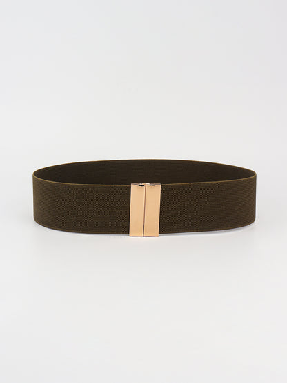 Alloy Buckle Elastic Belt Chestnut One Size