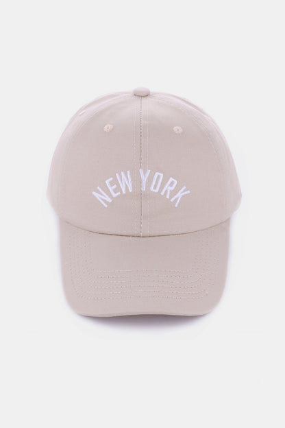 Zenana Embroidered City Baseball Cap New York Ash Mocha One Size