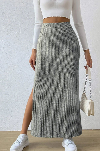 Slit High Waist Skirt Gray