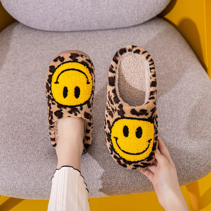 Melody Smiley Face Leopard Slippers LEOPARD