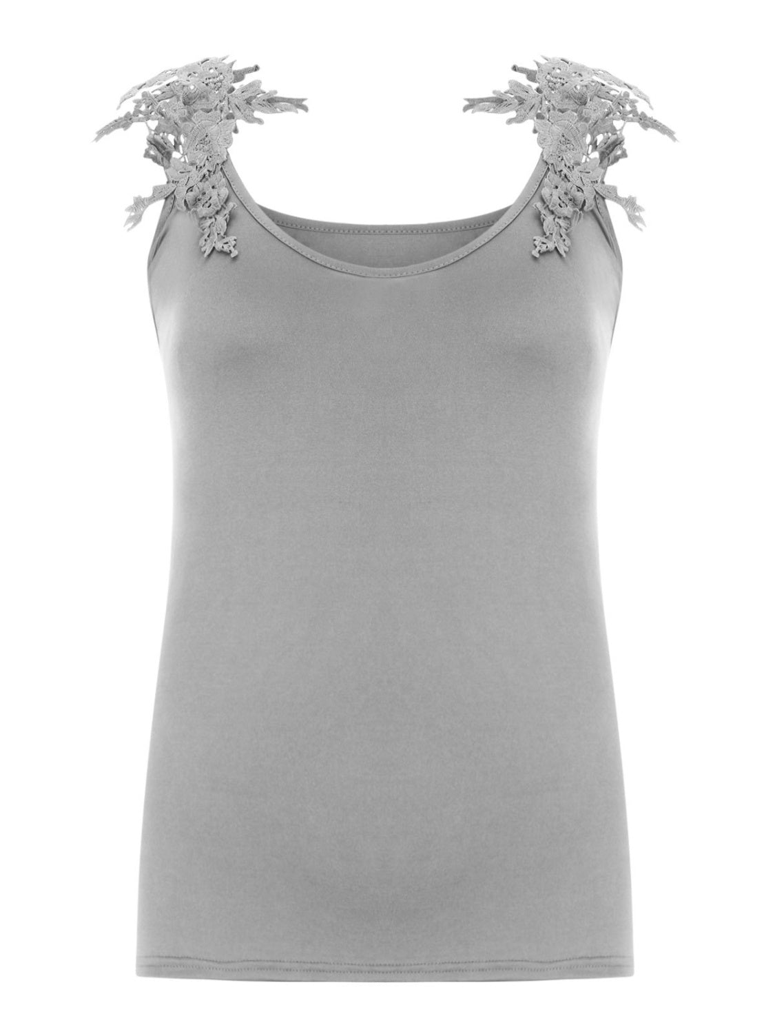 Full Size Lace Detail Scoop Neck Tank - Thandynie