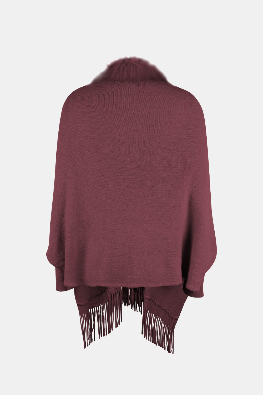 Fringe Open Front Long Sleeve Poncho - Thandynie