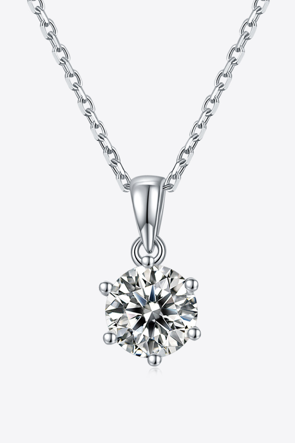 1 Carat Moissanite 925 Sterling Silver Necklace Silver One Size