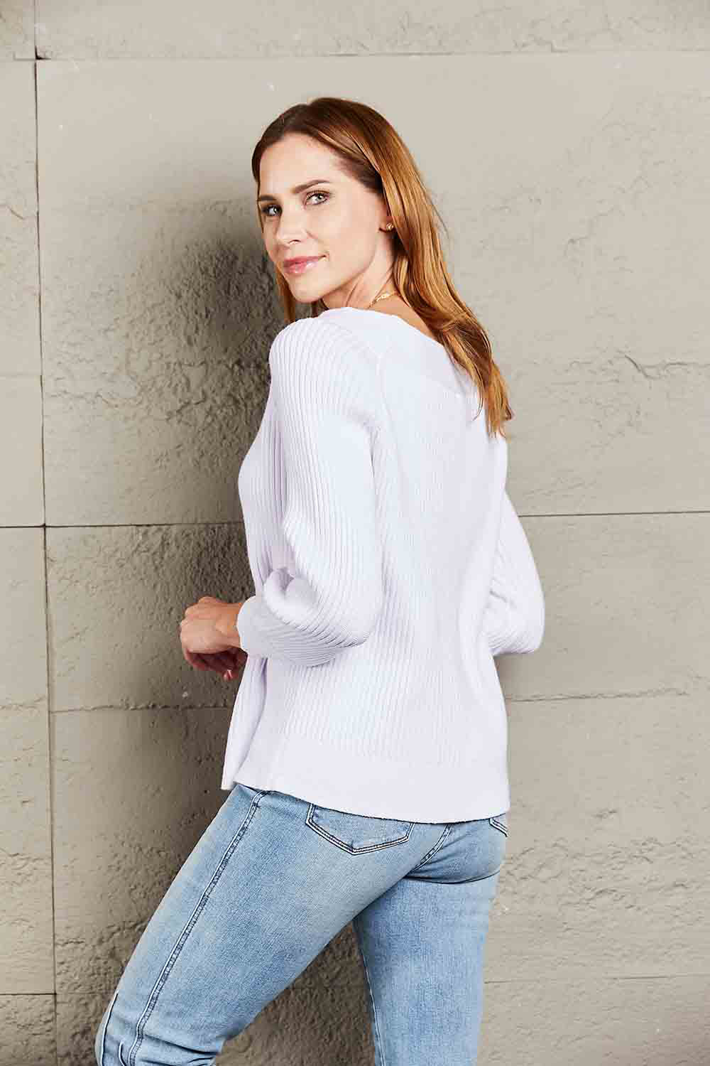 Off-Shoulder Rib-Knit Sweater