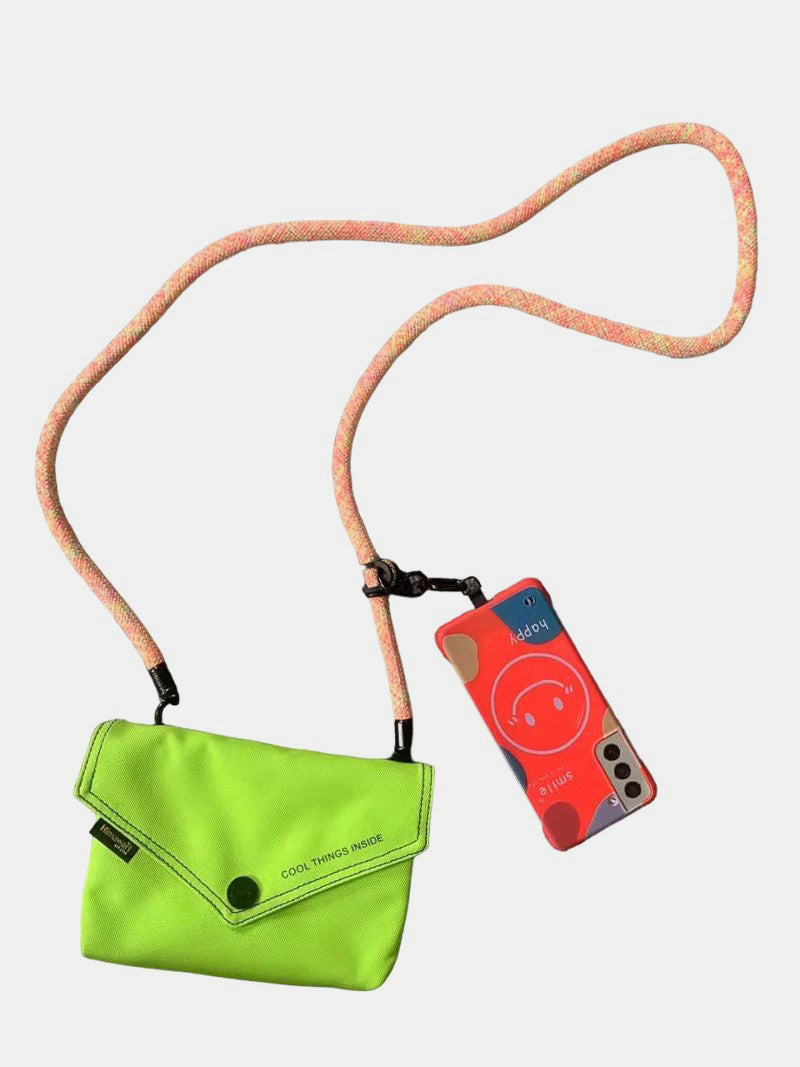 Himawari Solid Color Envelope Shape Crossbody Bag with Removable Strap Neon One Size