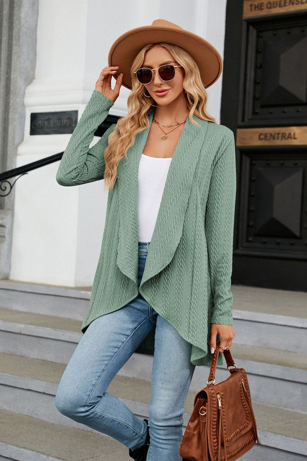Open Front Long Sleeve Cardigan Sage