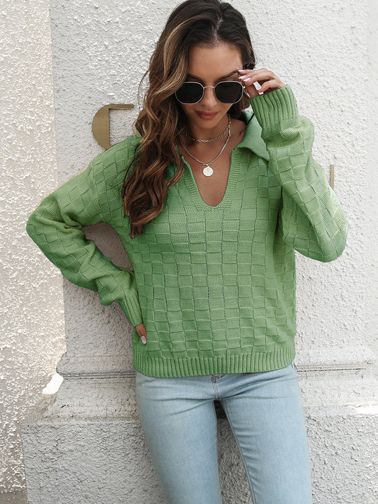 Johnny Collar Dropped Shoulder Sweater Matcha Green