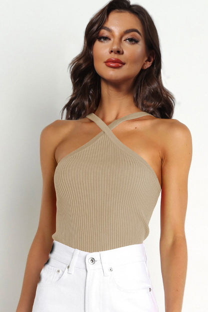 Ribbed Cami Top Tan