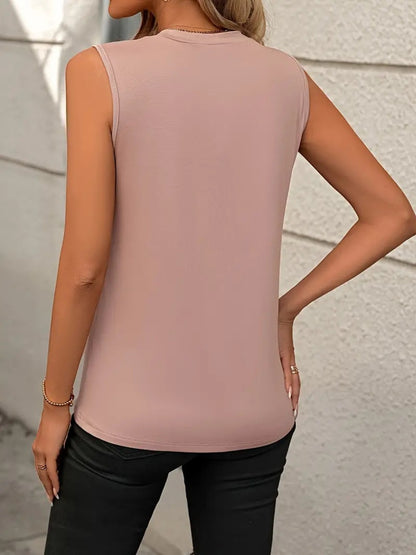 Round Neck Sleeveless Tank Dusty Pink