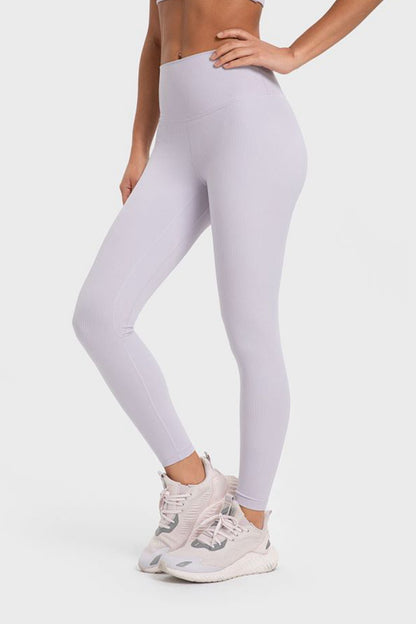 Highly Stretchy Wide Waistband Yoga Leggings Lilac