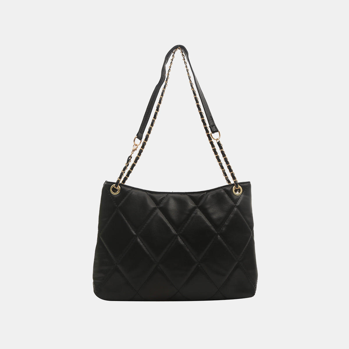 PU Leather Medium Handbag Black One Size