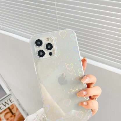 Gradient Love Heart Phone Case Transparent For iPhone 7 Plus