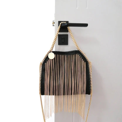 Designer Trendy Handbag - One Shoulder Crossbody Tassel Messenger Bag for Women Golden Chain