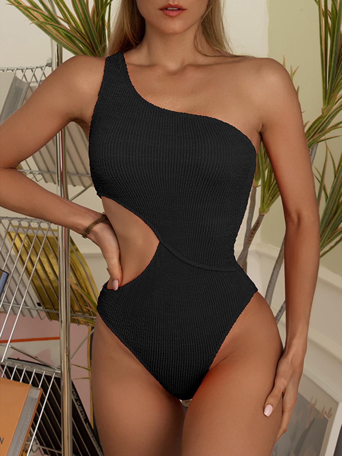 Chic Cutout One-Shoulder One-Piece Swimsuit Black