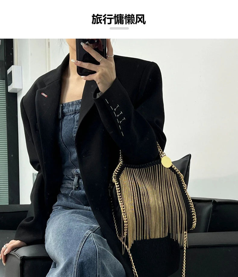 Designer Trendy Handbag - One Shoulder Crossbody Tassel Messenger Bag for Women