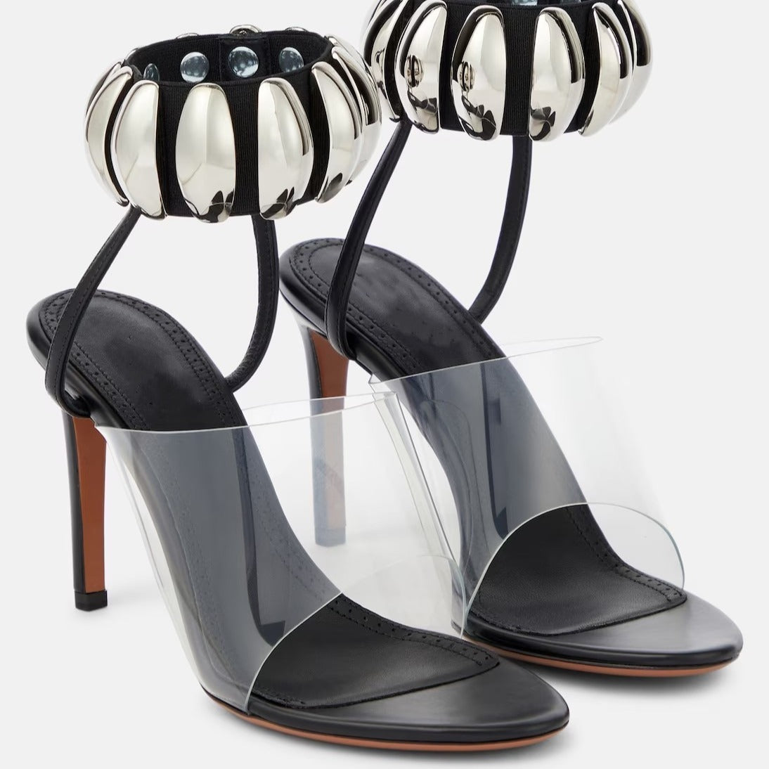 Women's High Heels | Round Toe Metal Buckle Transparent PVC Roman Sandals