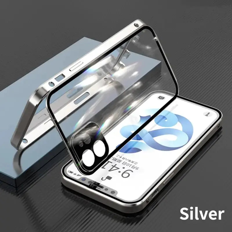 Magnetic Waterproof Adsorption Phone Case Silver For iphone