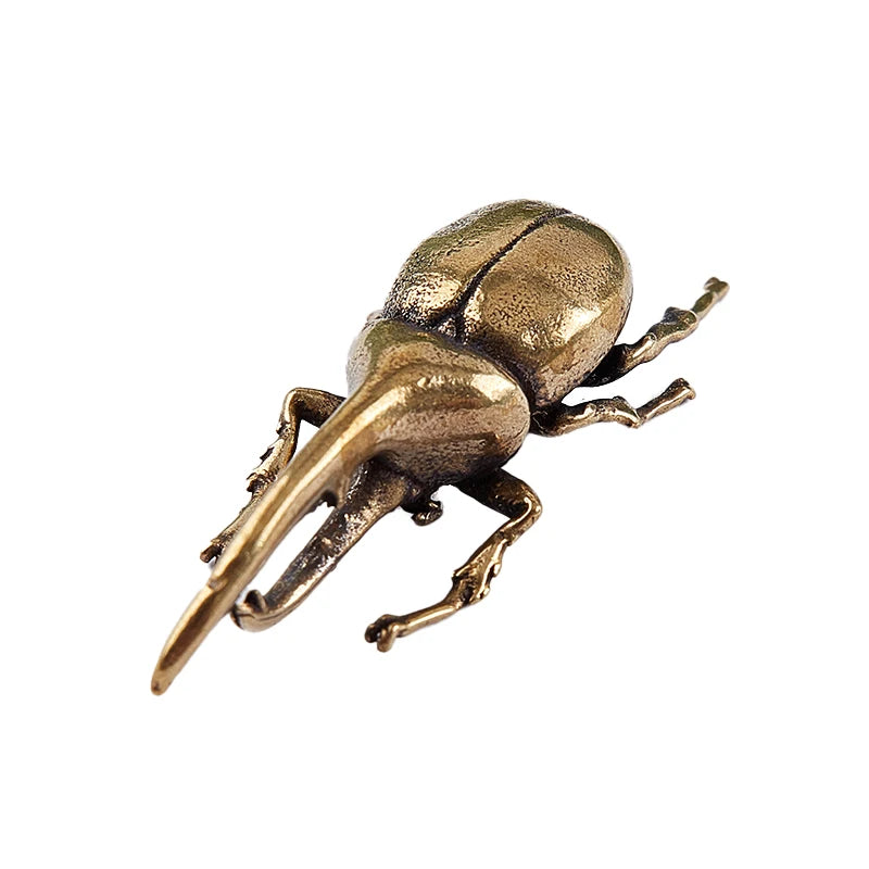 Vintage Brass Beetle Figurine | Miniature Insect Copper Sculpture for Tea Pet, Flowerpot, & Home Decor