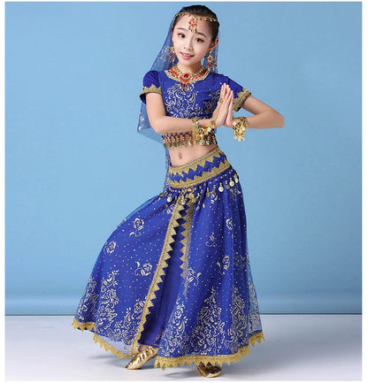 Children’s Belly Dance Costume Set | Bollywood Inspired Girls' Dance Dress | Stage Competition Outfit