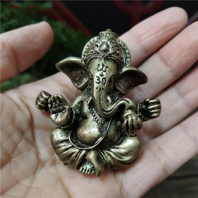 Bronze-Colored Lord Ganesha Statue | Handcrafted Hindu Elephant God Sculpture for Home & Office Decor